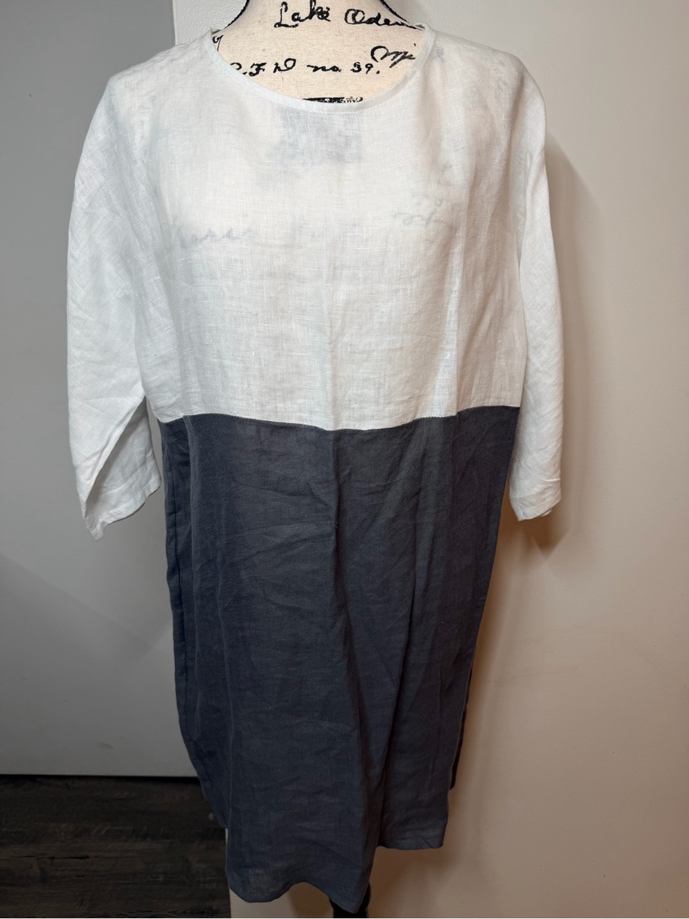 Vanessa Zani NWT 100% Linen Colorblock Dress S Made in Italy Lagenlook